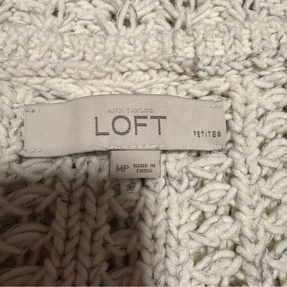 LOFT Cream Textured Knit Sweater Sz Petite Medium - Picture 6 of 12